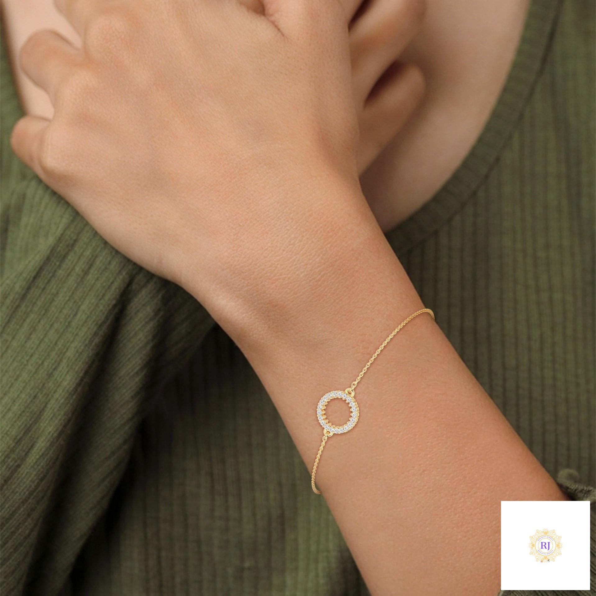 0.20 Ct. Circle Lab Diamond Bracelet Dainty Chain