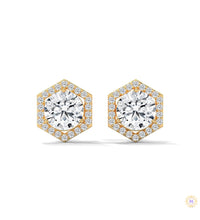 0.22 CT. Hexagon Halo Lab Diamond Stud Earrings