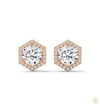 0.22 CT. Hexagon Halo Lab Diamond Stud Earrings