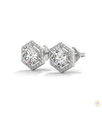 0.22 CT. Hexagon Halo Lab Diamond Stud Earrings