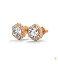 0.22 CT. Hexagon Halo Lab Diamond Stud Earrings