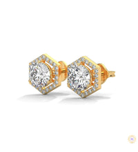 0.22 CT. Hexagon Halo Lab Diamond Stud Earrings