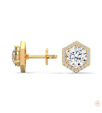 0.22 CT. Hexagon Halo Lab Diamond Stud Earrings