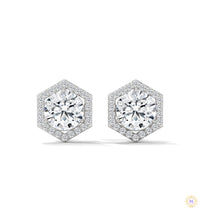 0.22 CT. Hexagon Halo Lab Diamond Stud Earrings
