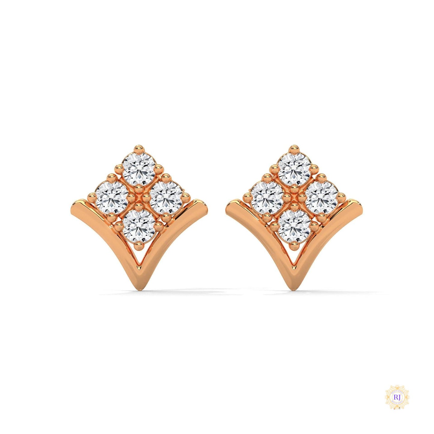 0.25 CT. Chevron Diamond Cluster Studs