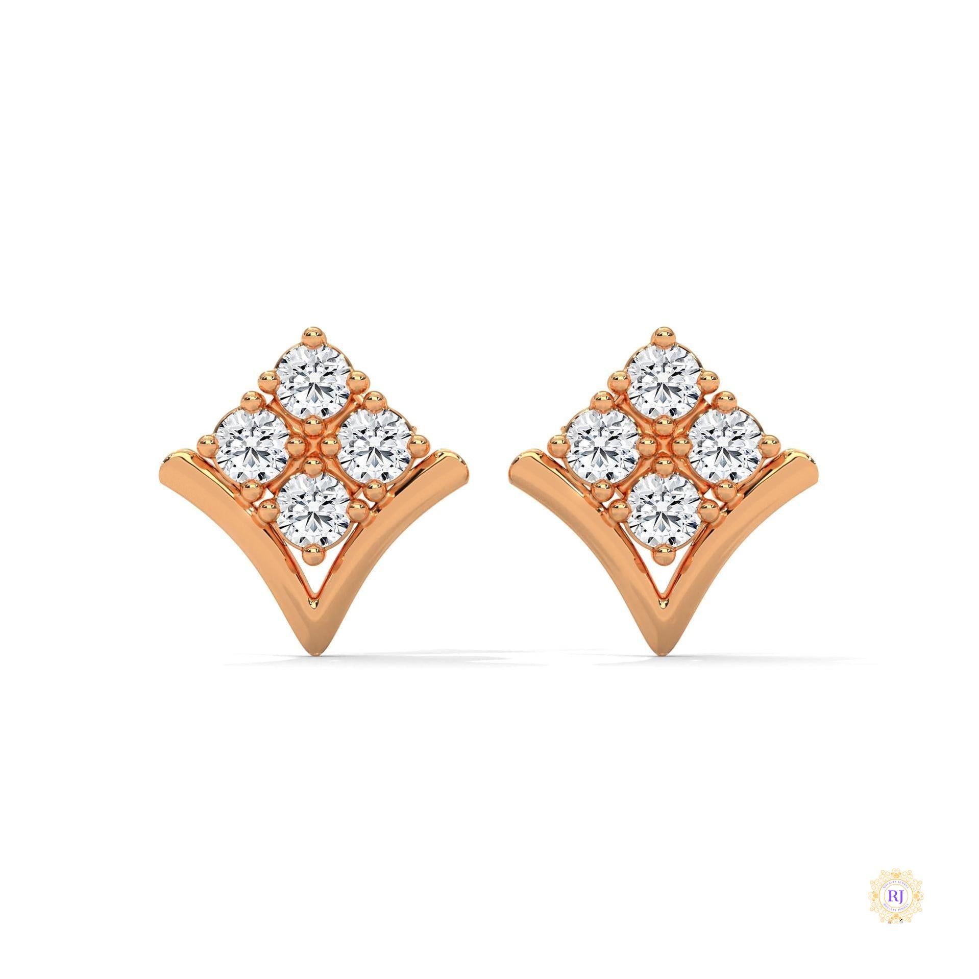 0.25 CT. Chevron Diamond Cluster Studs