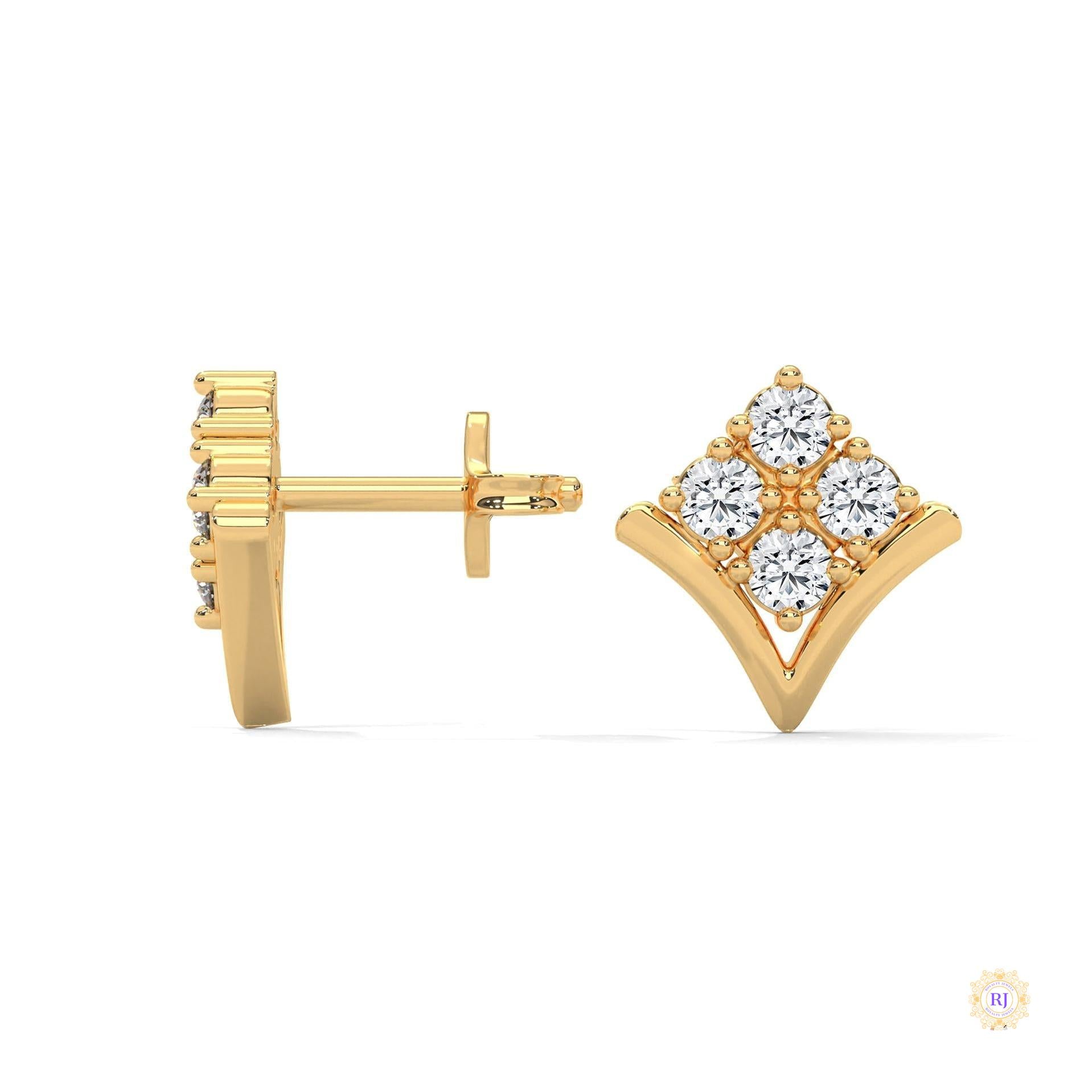 0.25 CT. Chevron Diamond Cluster Studs