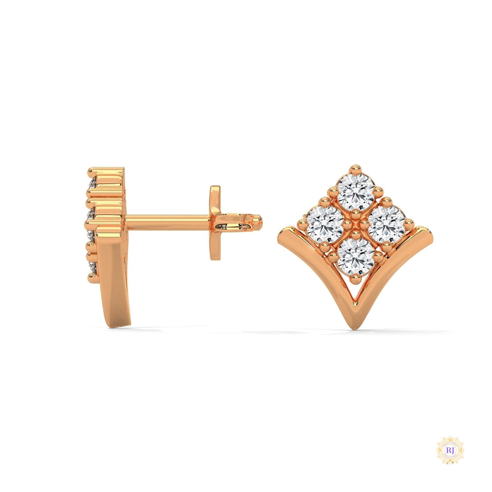 0.25 CT. Chevron Diamond Cluster Studs