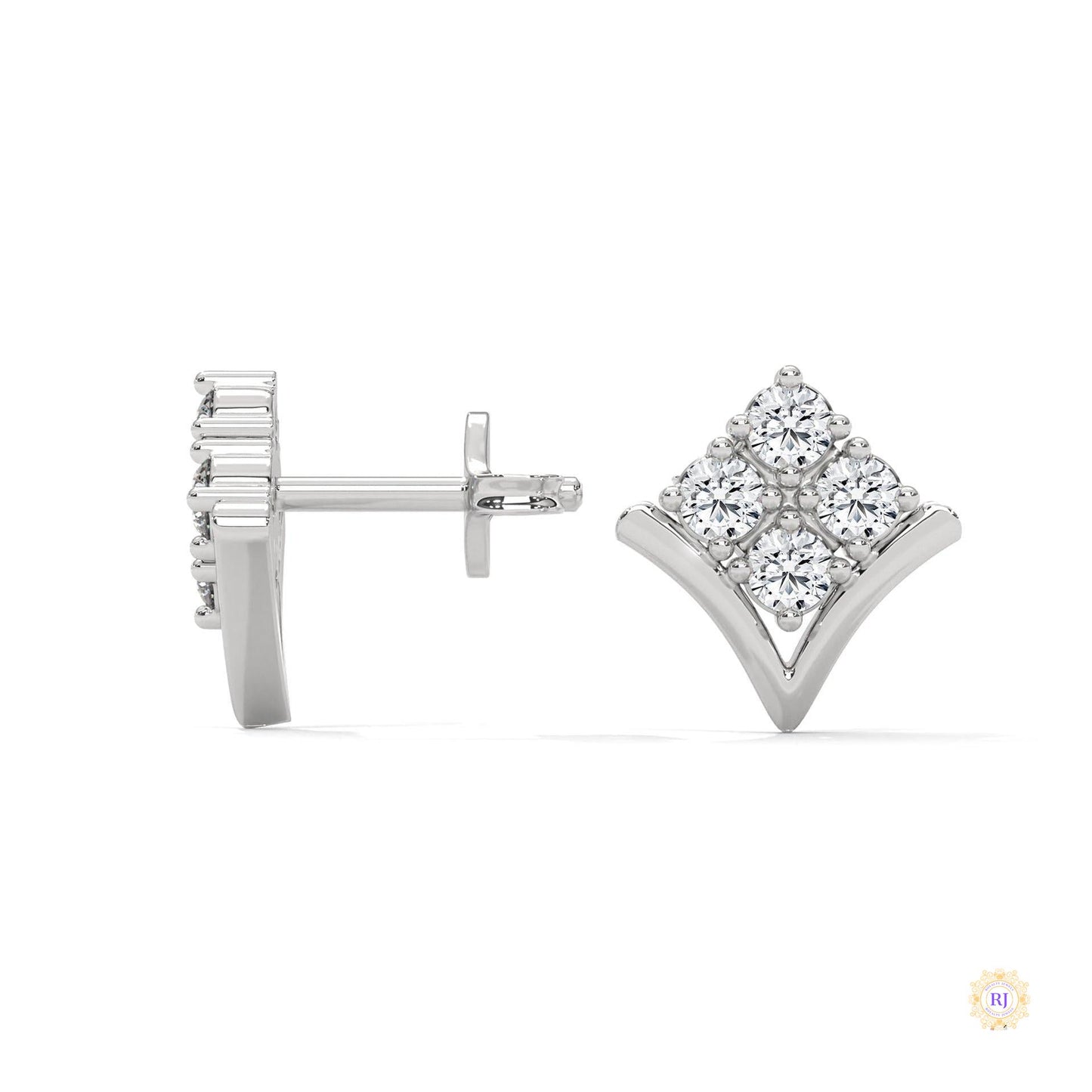 0.25 CT. Chevron Diamond Cluster Studs
