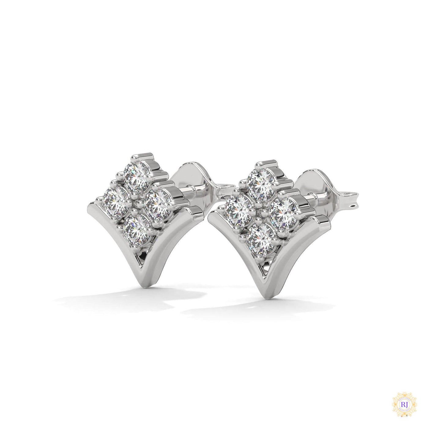 0.25 CT. Chevron Diamond Cluster Studs