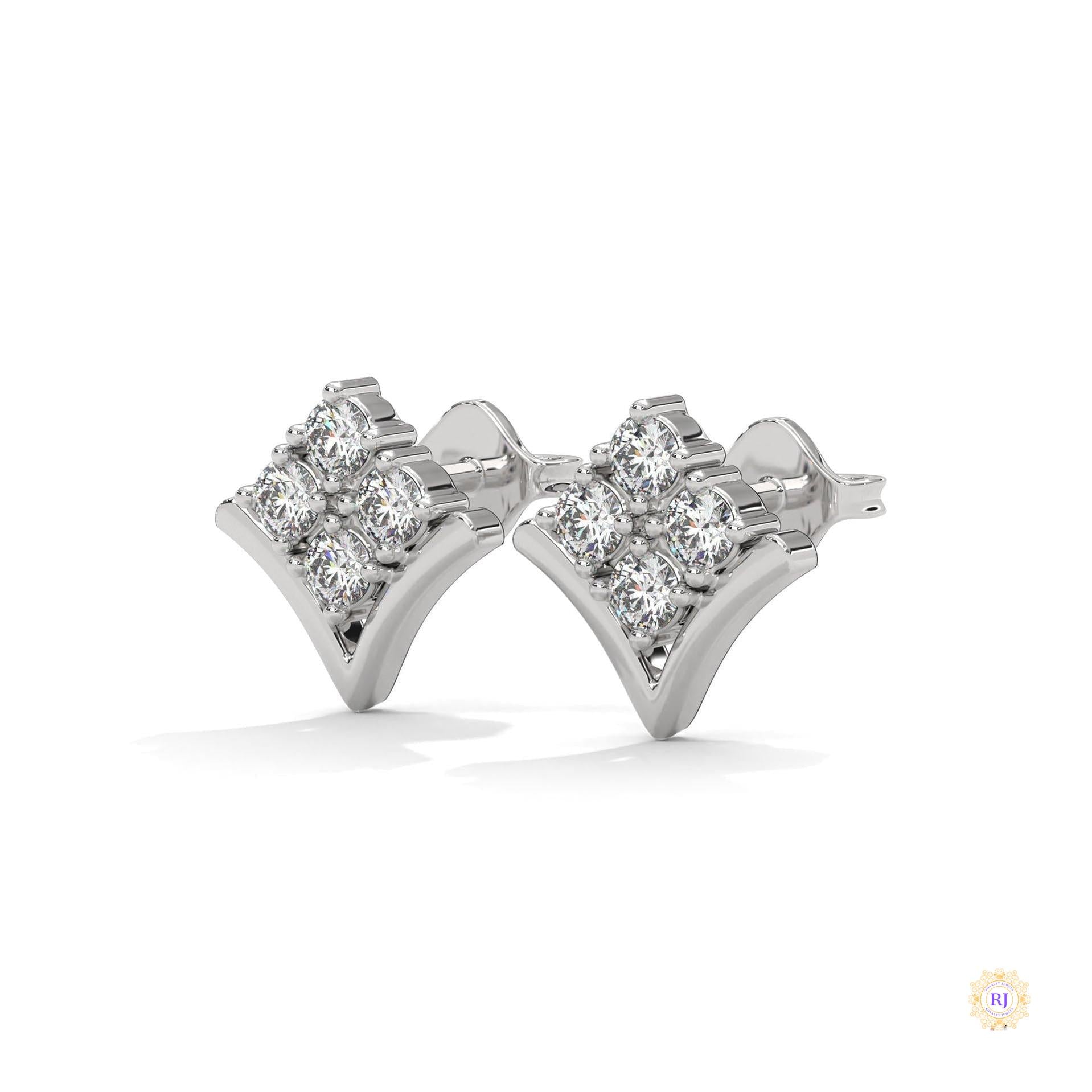 0.25 CT. Chevron Diamond Cluster Studs