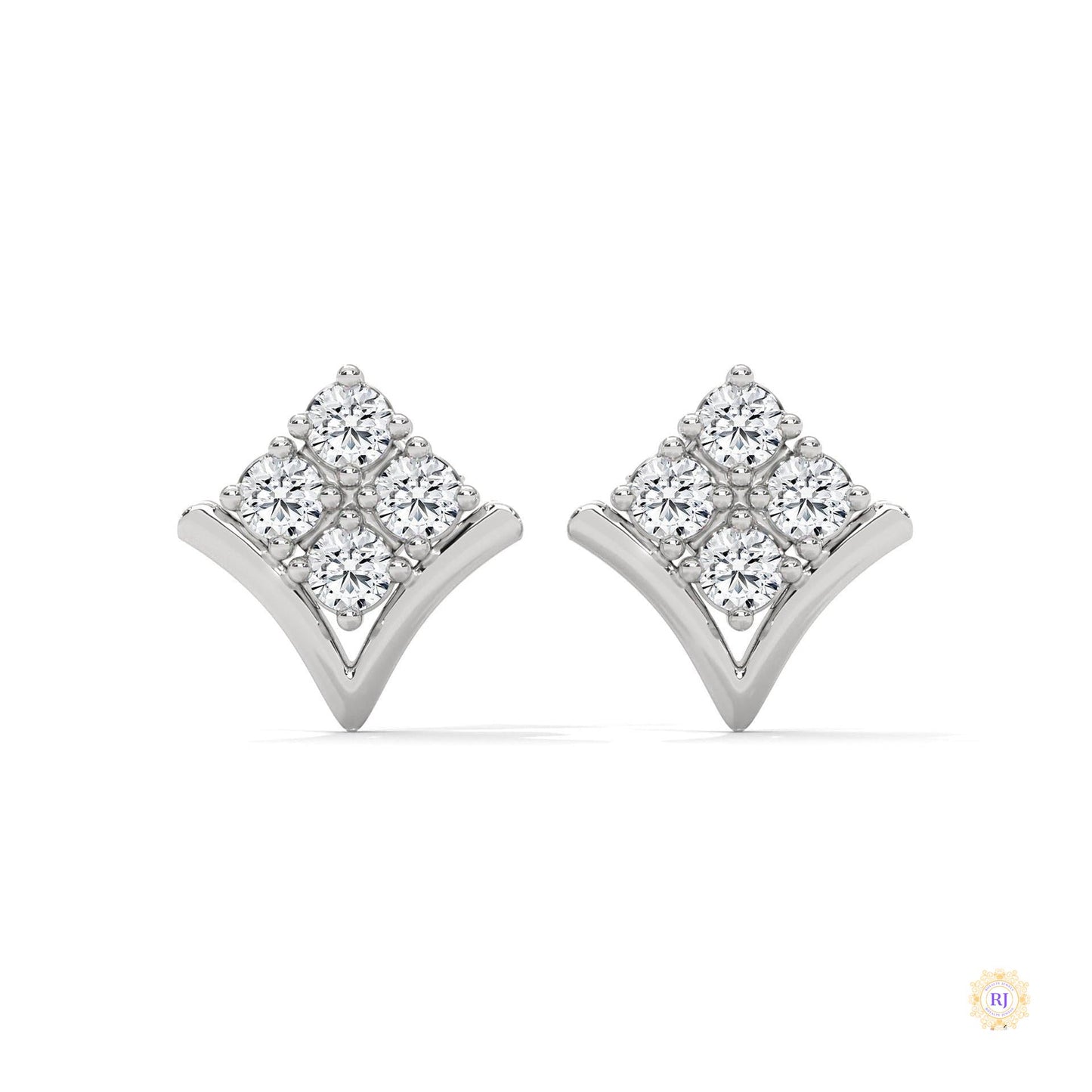 0.25 CT. Chevron Diamond Cluster Studs