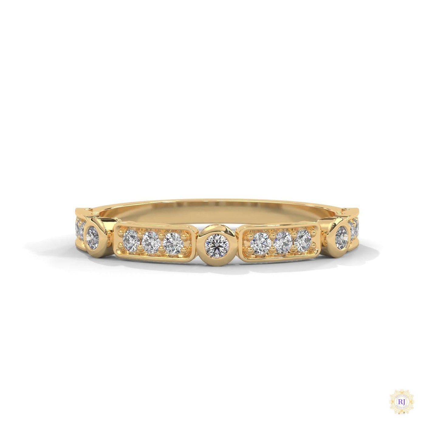 0.25 Ct. Bezel & Pavé Lab Diamond Band Ring