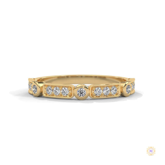 0.25 Ct. Bezel & Pavé Lab Diamond Band Ring