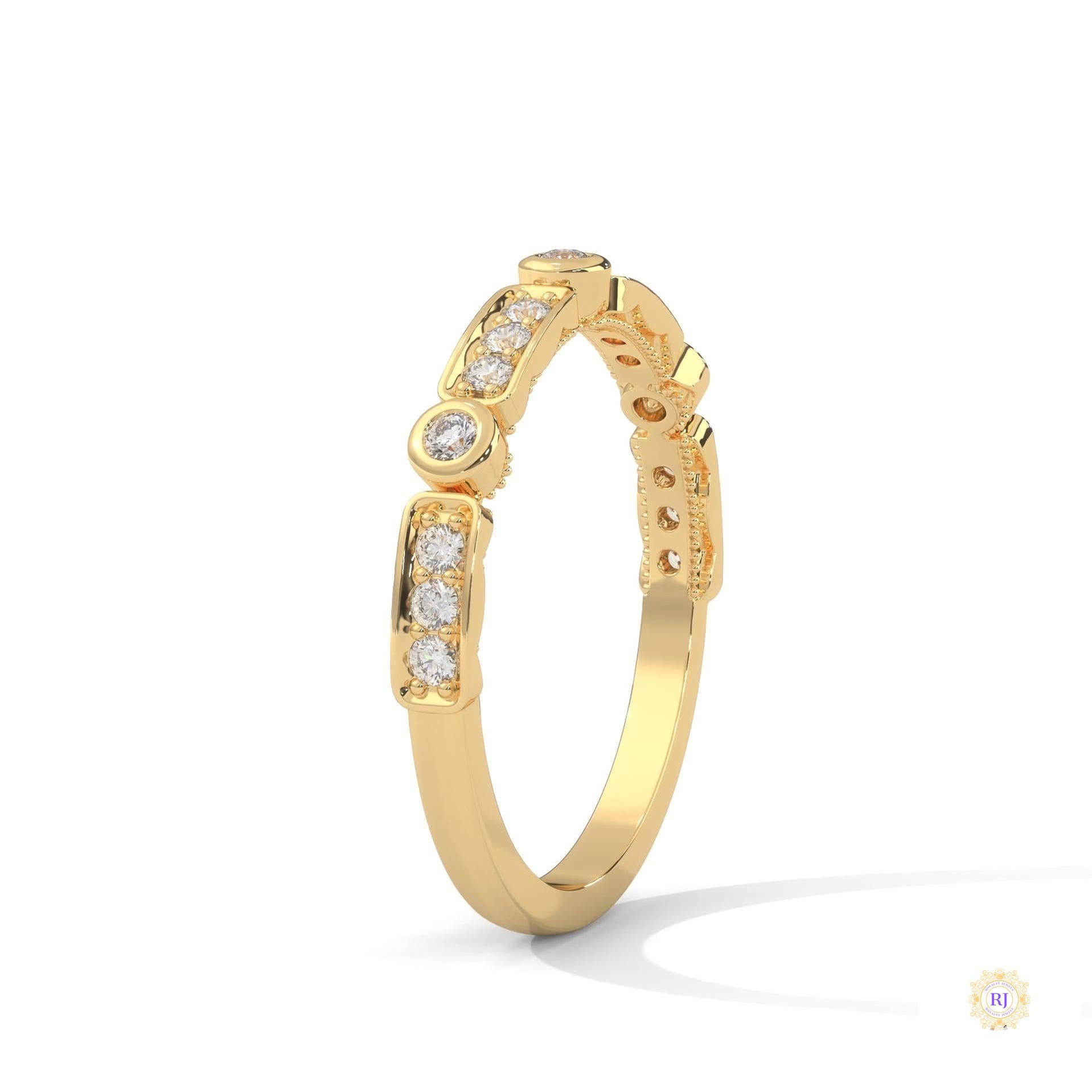 0.25 Ct. Bezel & Pavé Lab Diamond Band Ring