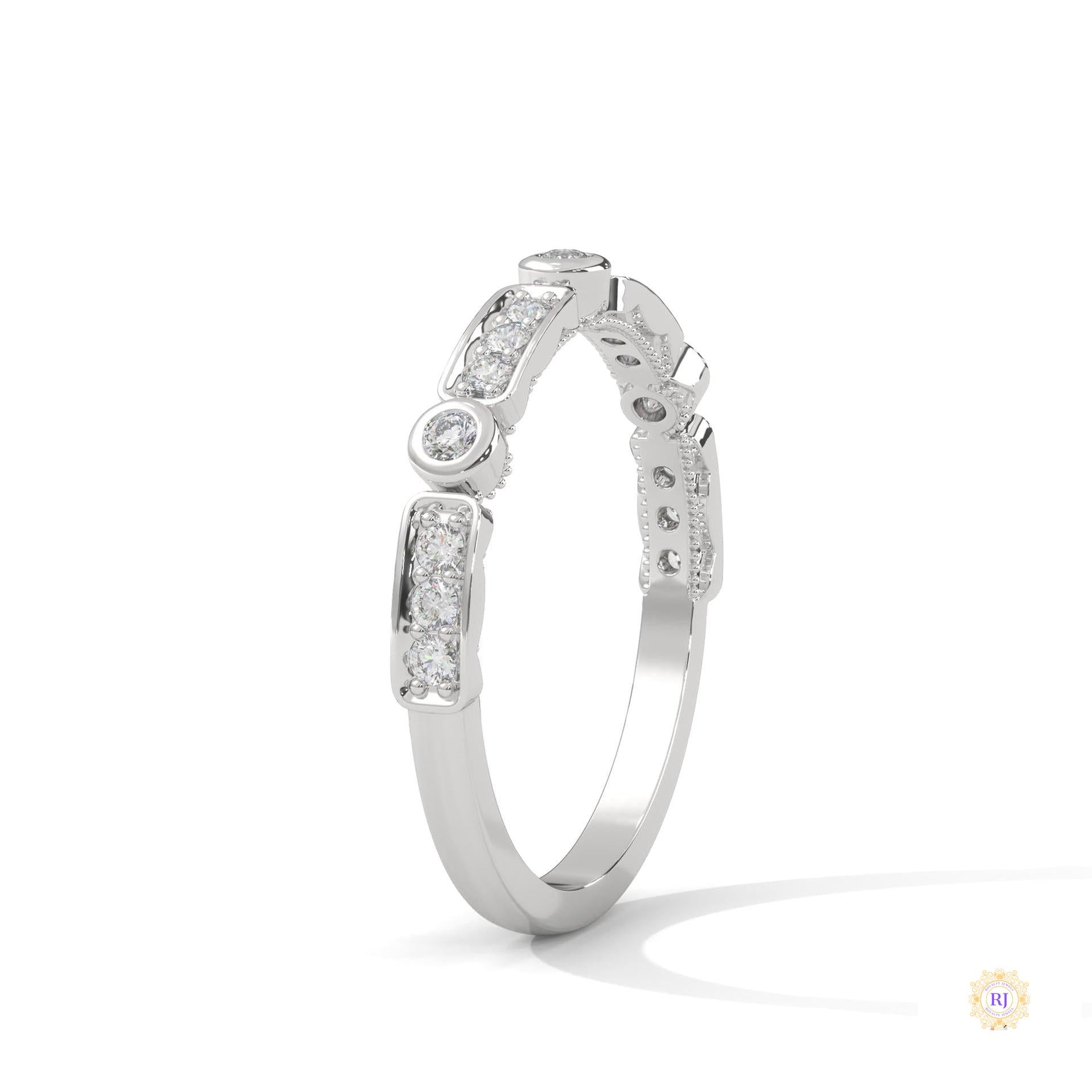 0.25 Ct. Bezel & Pavé Lab Diamond Band Ring