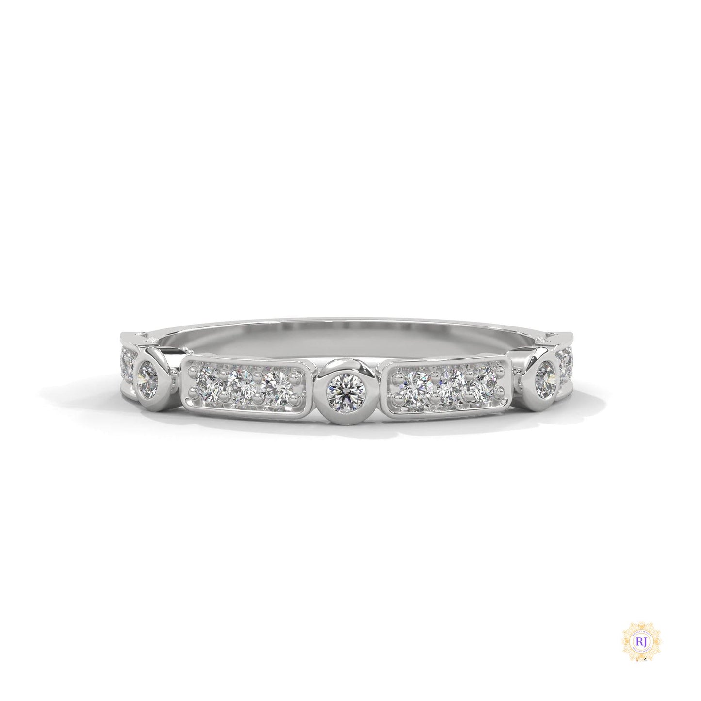 0.25 Ct. Bezel & Pavé Lab Diamond Band Ring
