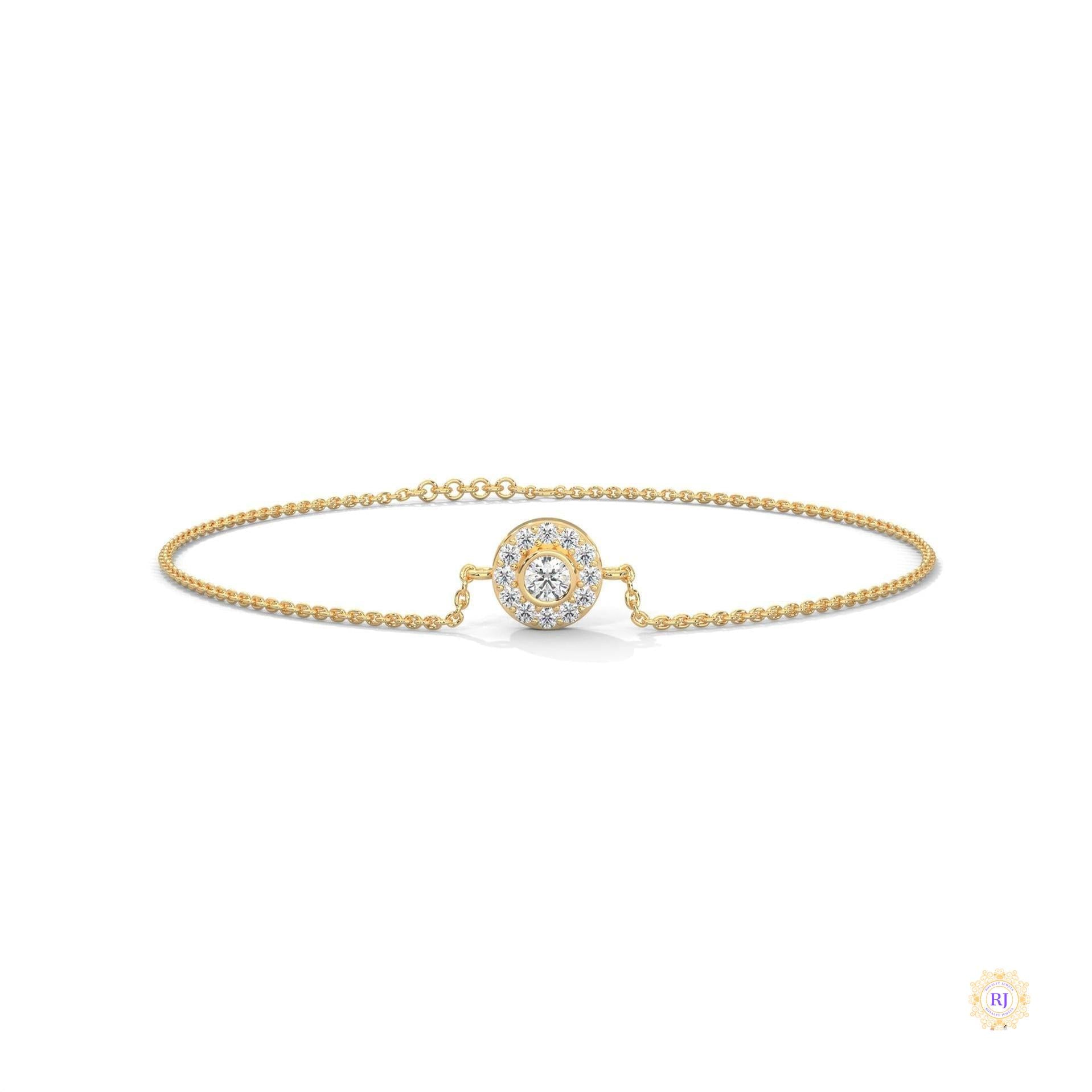 0.25 Ct. Halo Round Lab Diamond Bracelet Dainty & Elegant