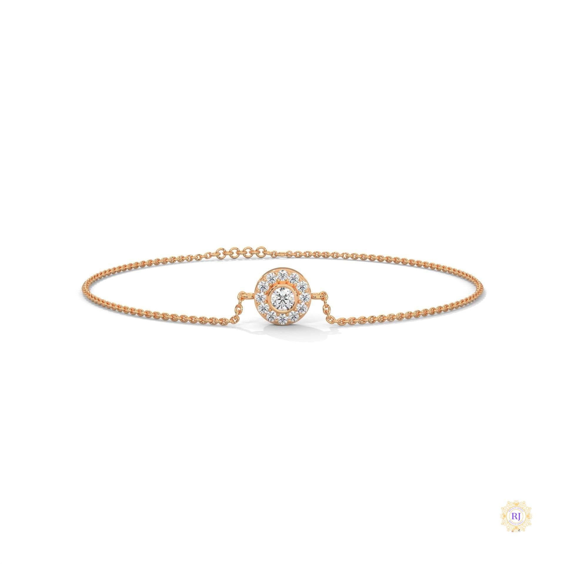 0.25 Ct. Halo Round Lab Diamond Bracelet Dainty & Elegant