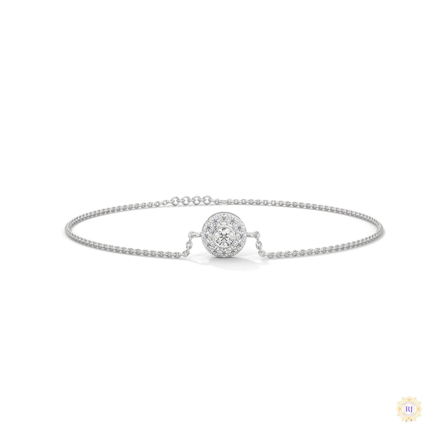 0.25 Ct. Halo Round Lab Diamond Bracelet Dainty & Elegant