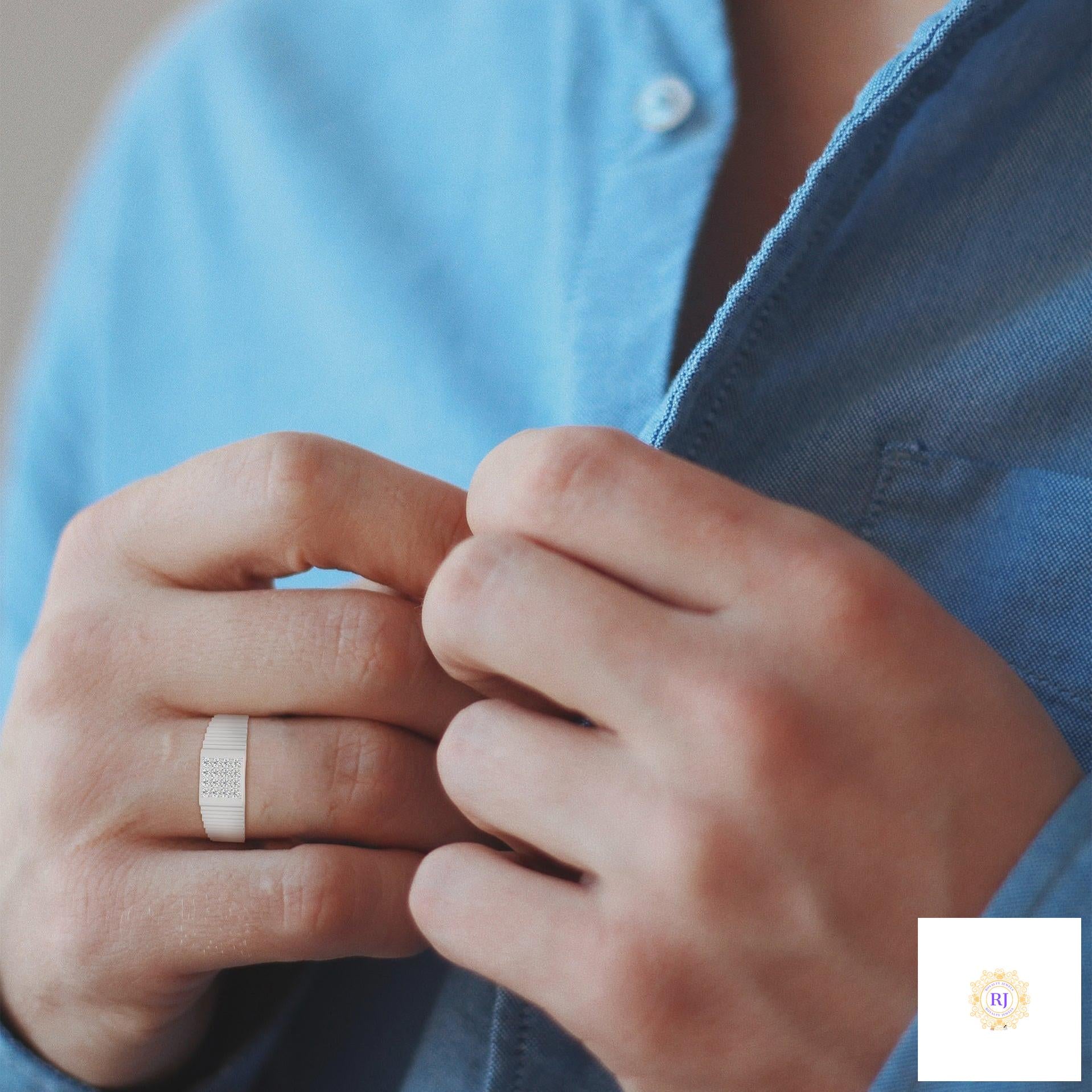 0.25 Ct. Men's Lab Diamond Ring – Ribbed Band