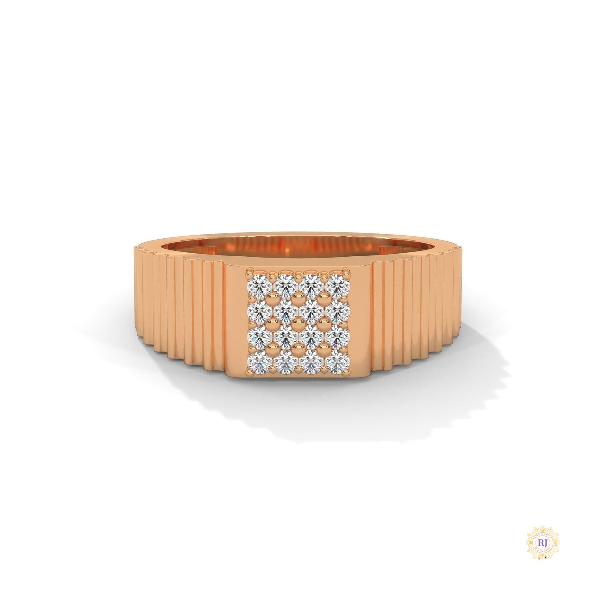 0.25 Ct. Men's Lab Diamond Ring – Ribbed Band