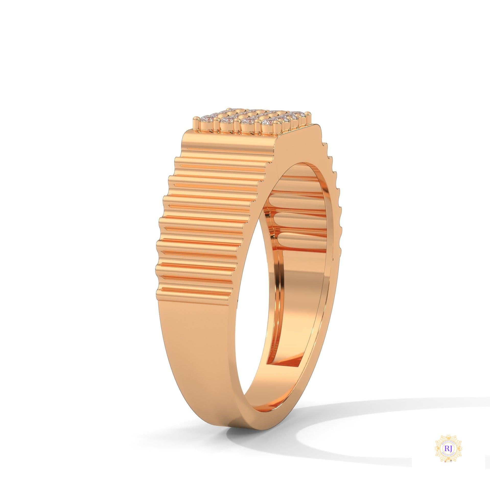 0.25 Ct. Men's Lab Diamond Ring – Ribbed Band