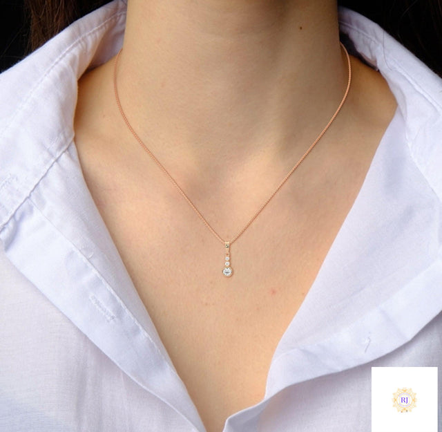 0.30 CT. 3-Stone Drop Pendant