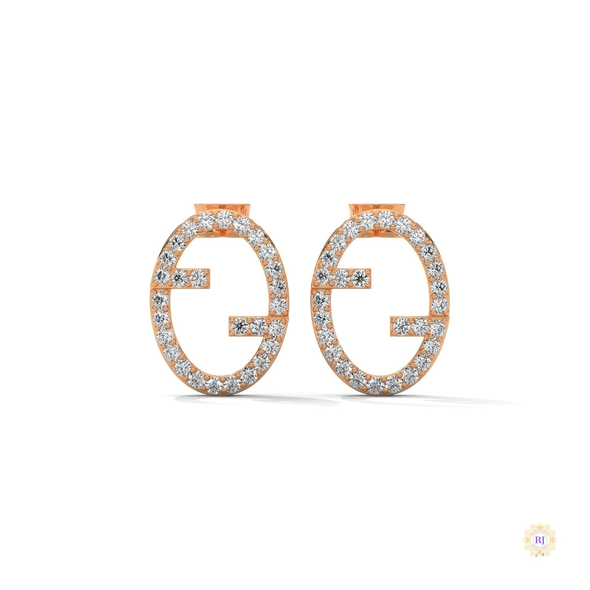 0.30 CT. Diamond Oval Logo Stud Earrings