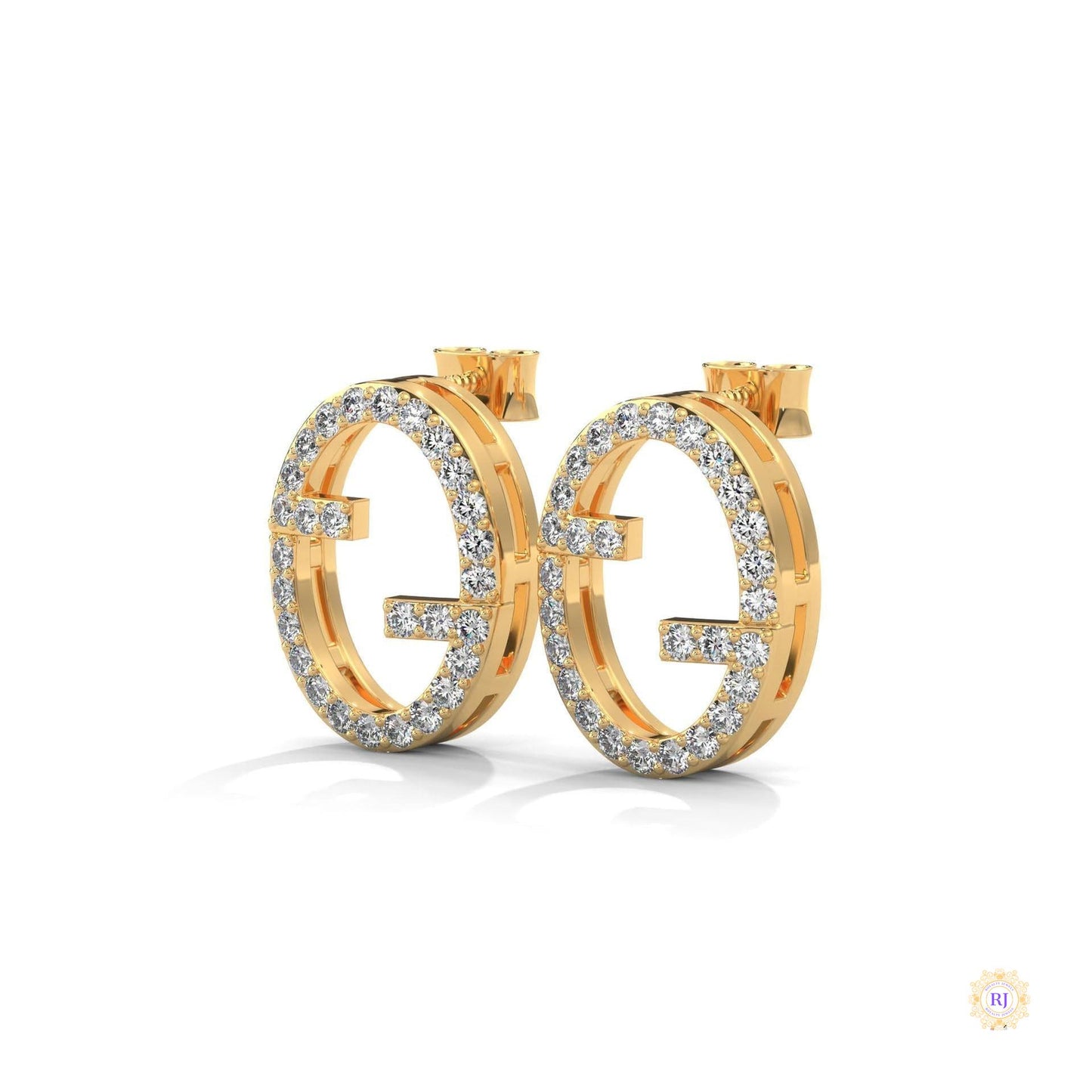 0.30 CT. Diamond Oval Logo Stud Earrings