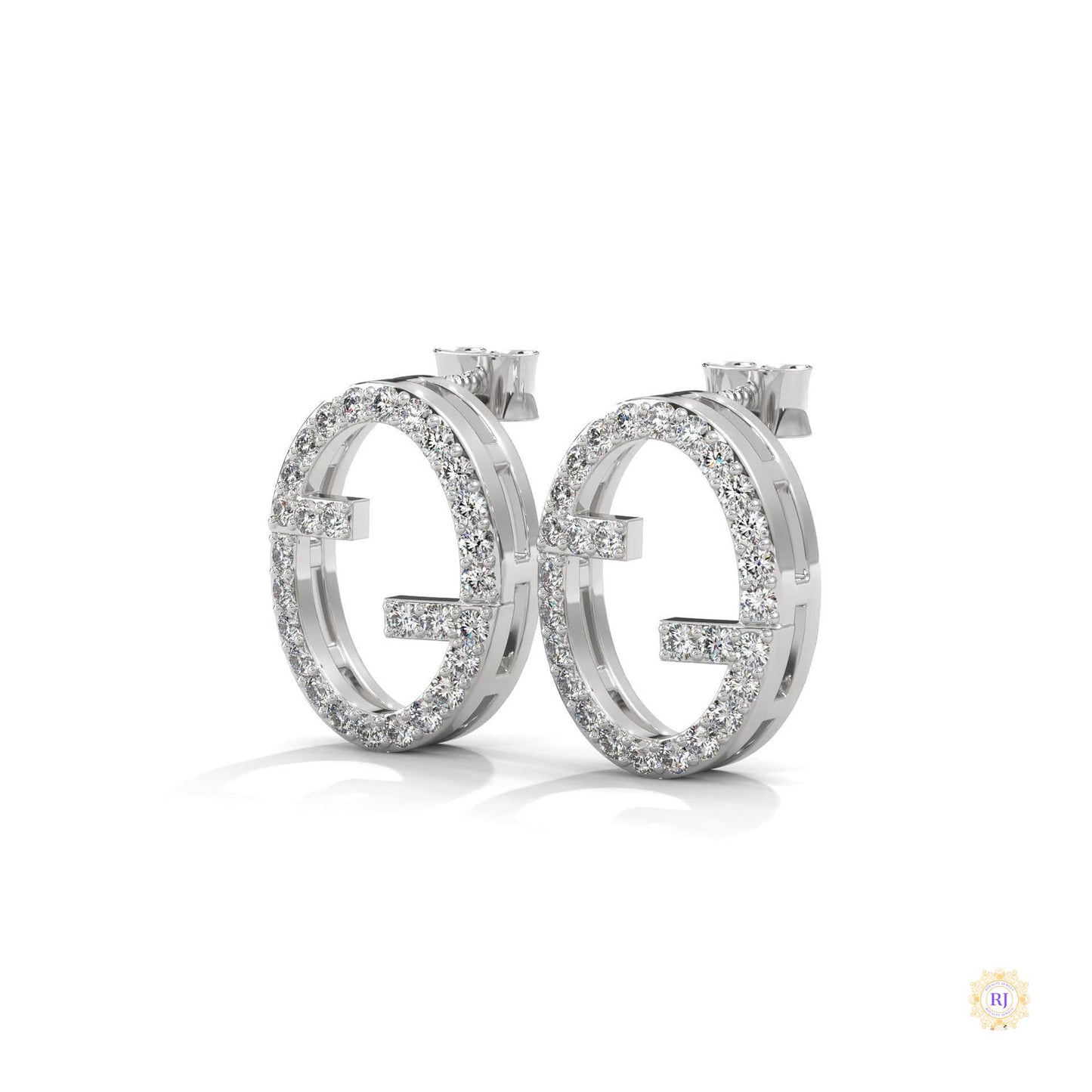 0.30 CT. Diamond Oval Logo Stud Earrings