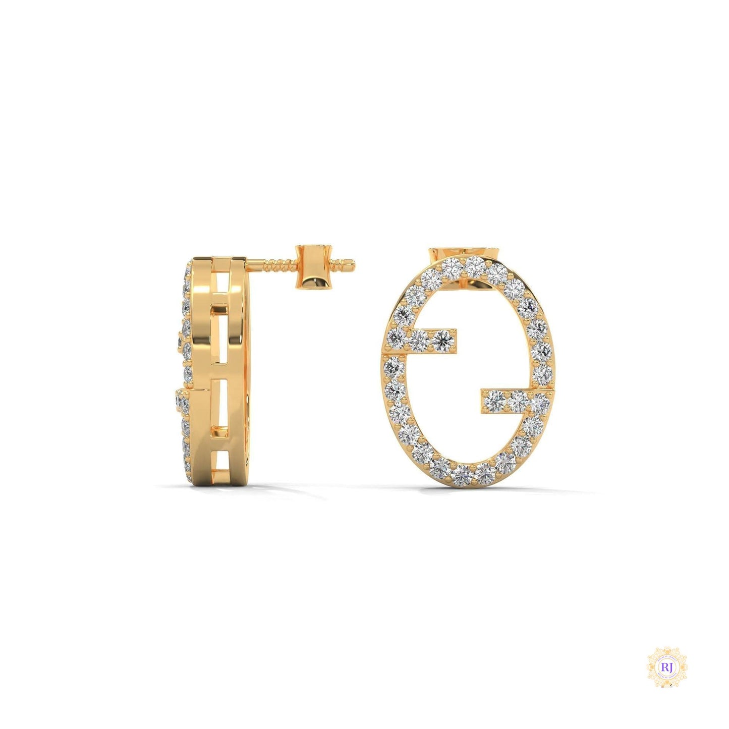 0.30 CT. Diamond Oval Logo Stud Earrings