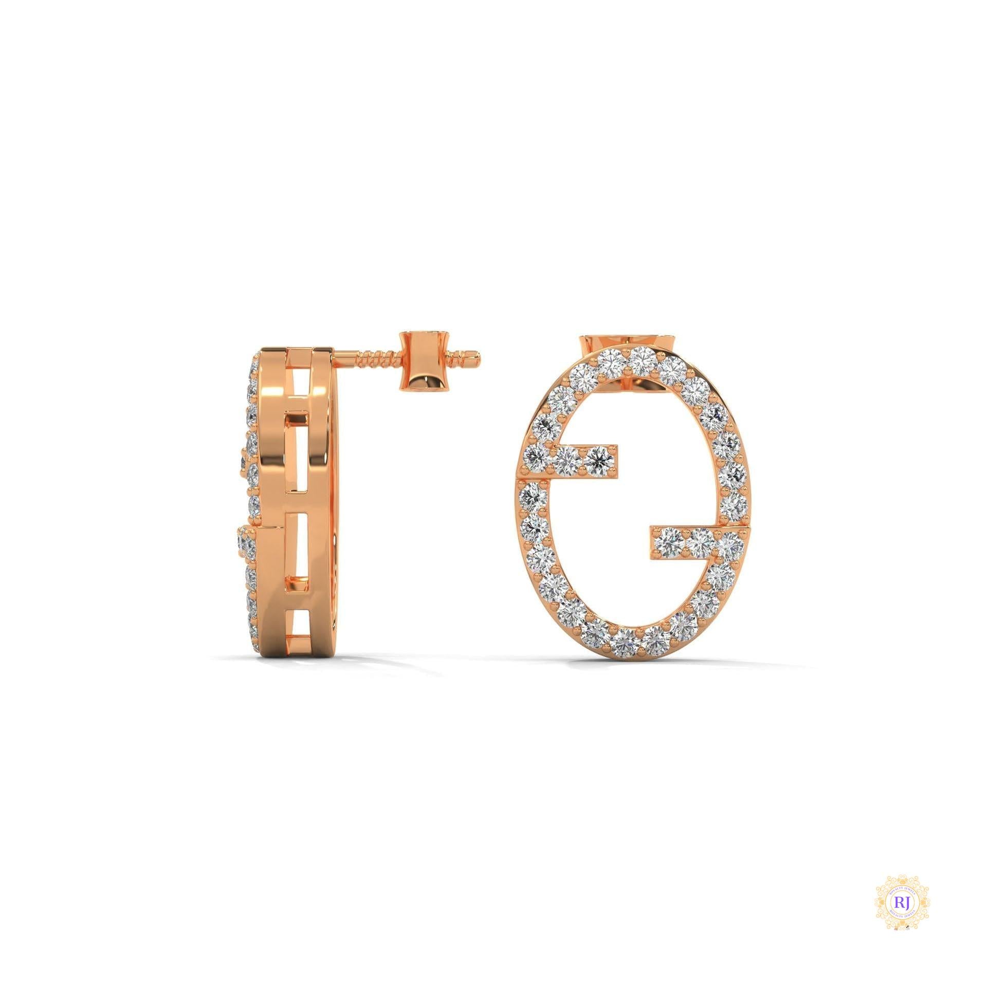 0.30 CT. Diamond Oval Logo Stud Earrings