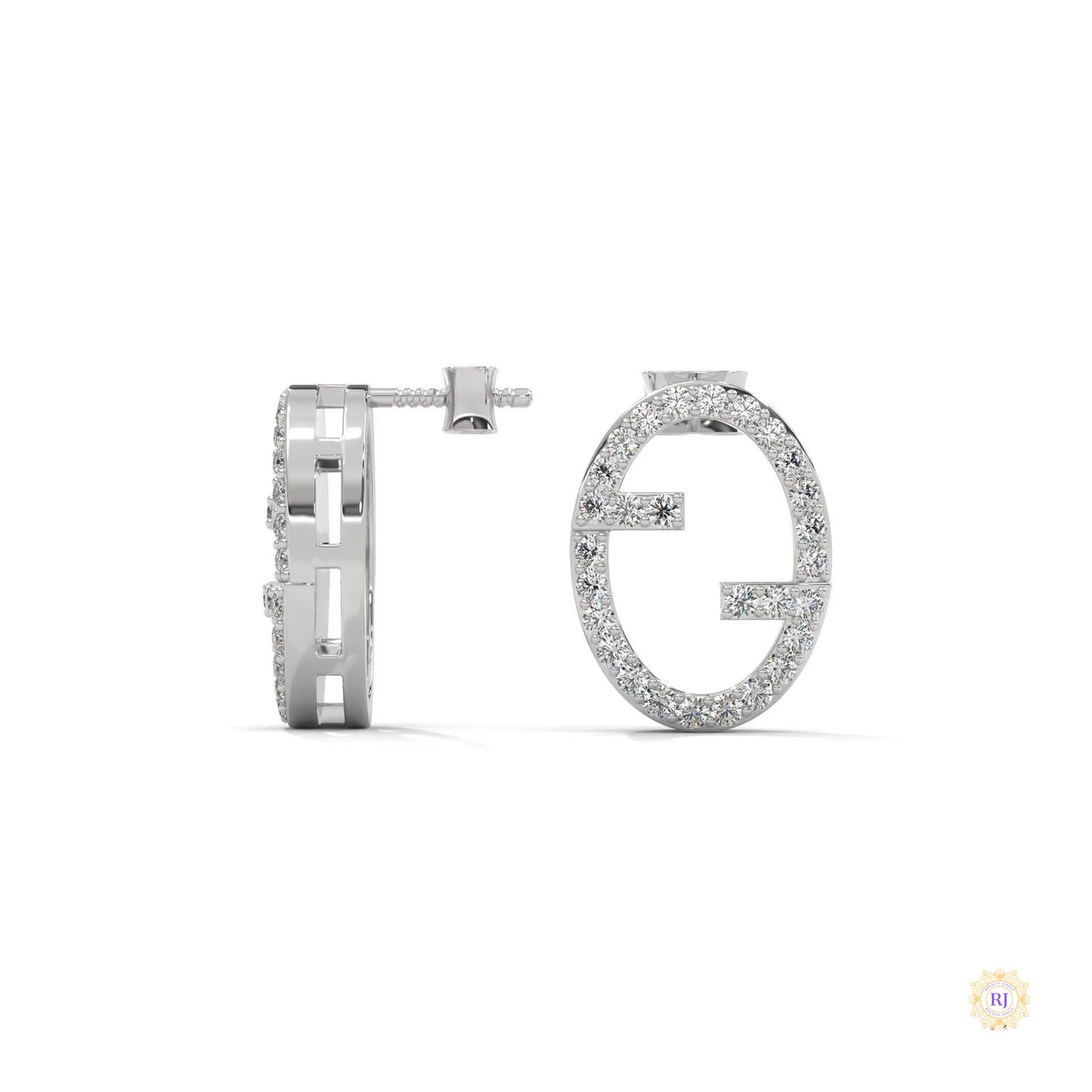 0.30 CT. Diamond Oval Logo Stud Earrings