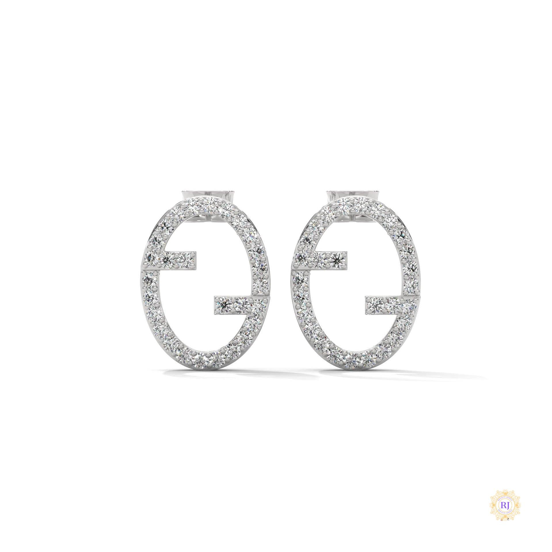 0.30 CT. Diamond Oval Logo Stud Earrings
