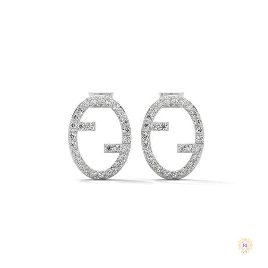 0.30 CT. Diamond Oval Logo Stud Earrings