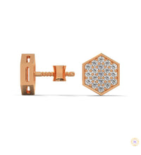 0.30 CT. Hexagon Pavé Diamond Stud Earrings