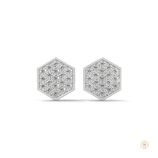 0.30 CT. Hexagon Pavé Diamond Stud Earrings