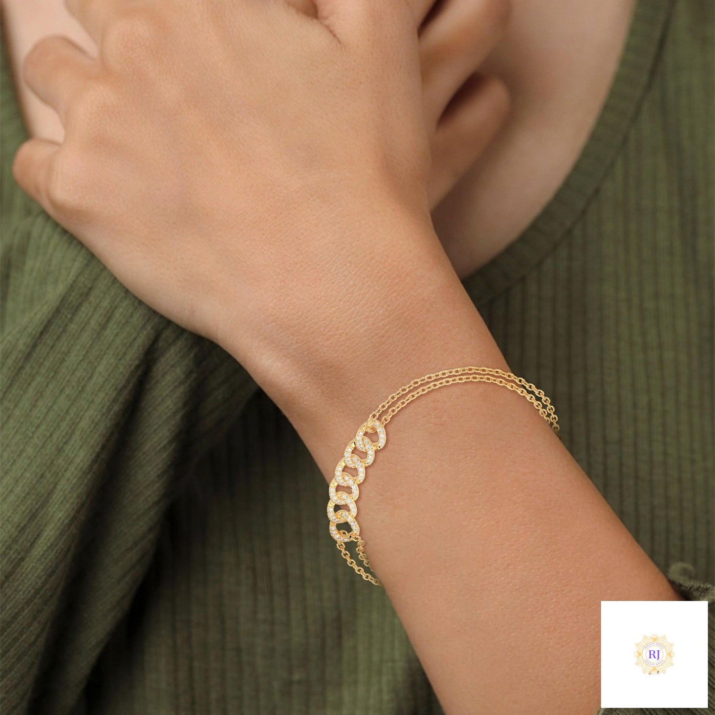 0.30 Ct. Lab Diamond Double Chain Link Bracelet