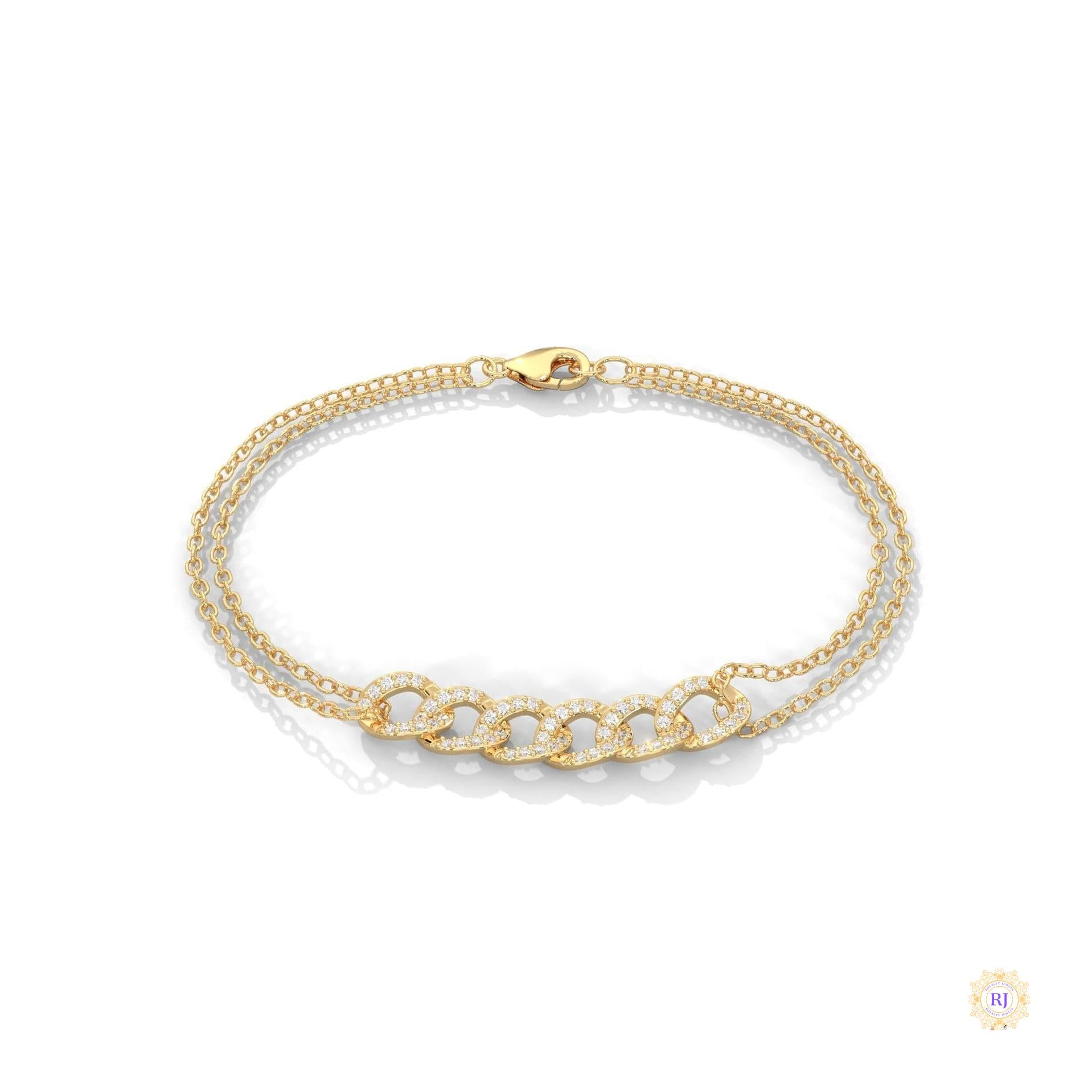 0.30 Ct. Lab Diamond Double Chain Link Bracelet