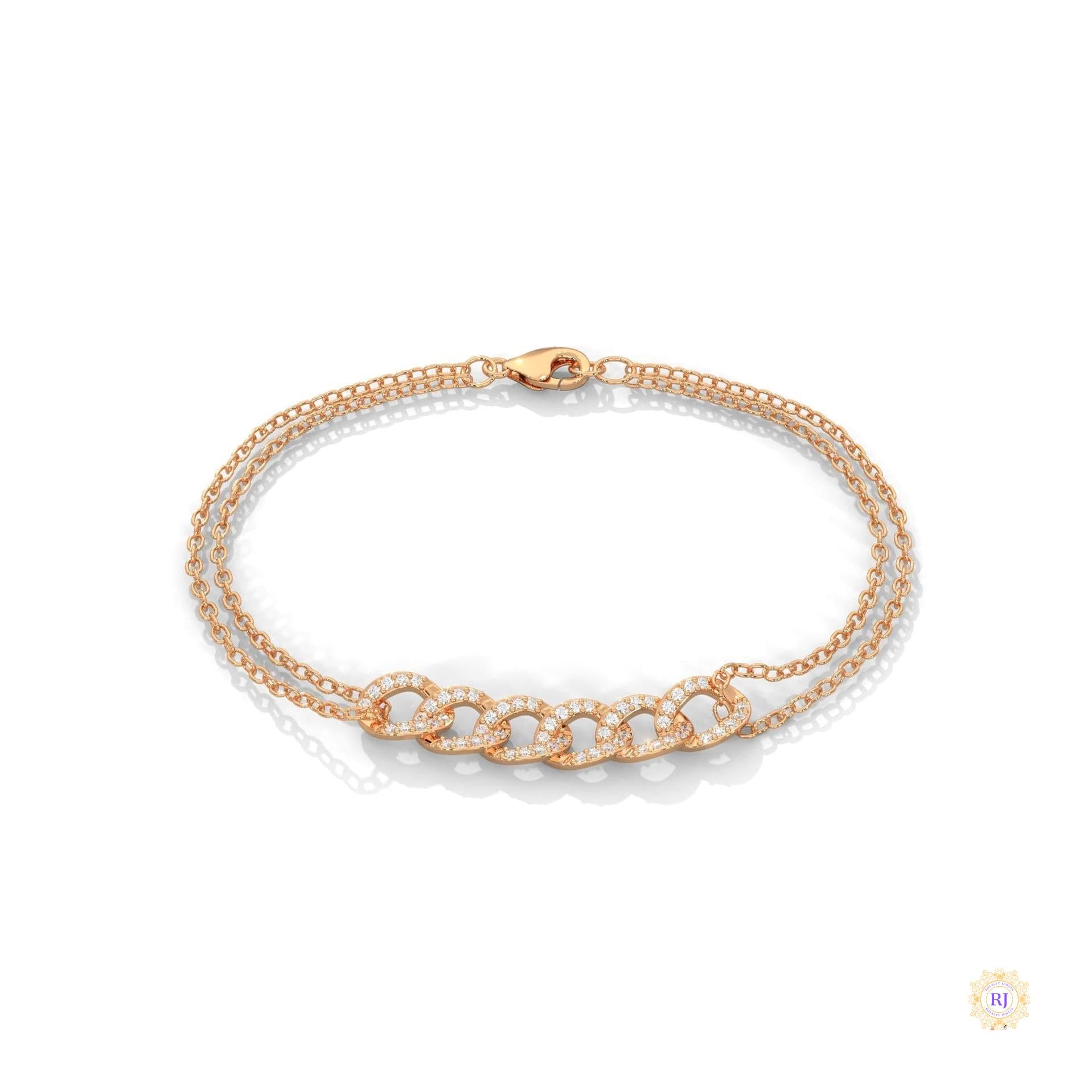 0.30 Ct. Lab Diamond Double Chain Link Bracelet