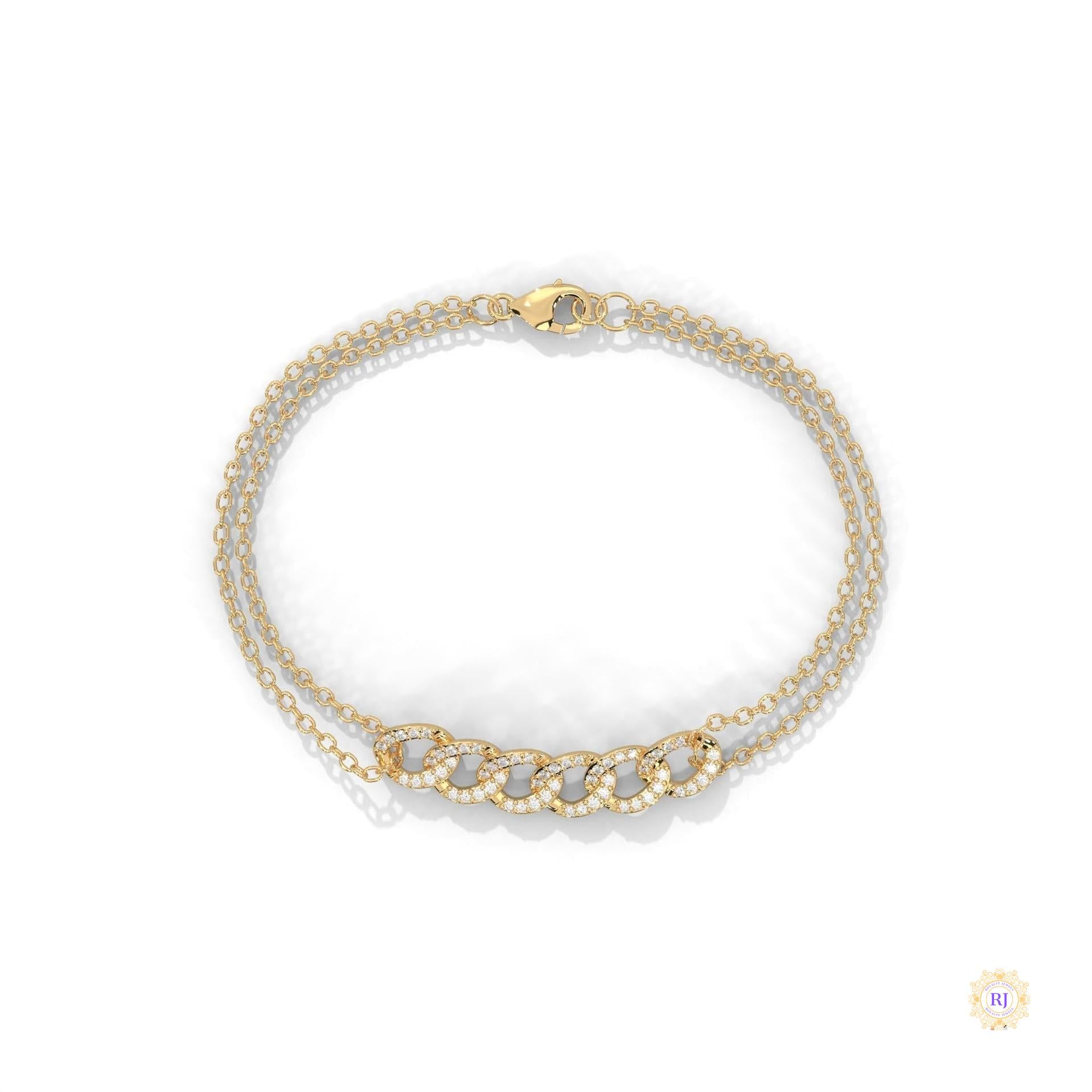 0.30 Ct. Lab Diamond Double Chain Link Bracelet