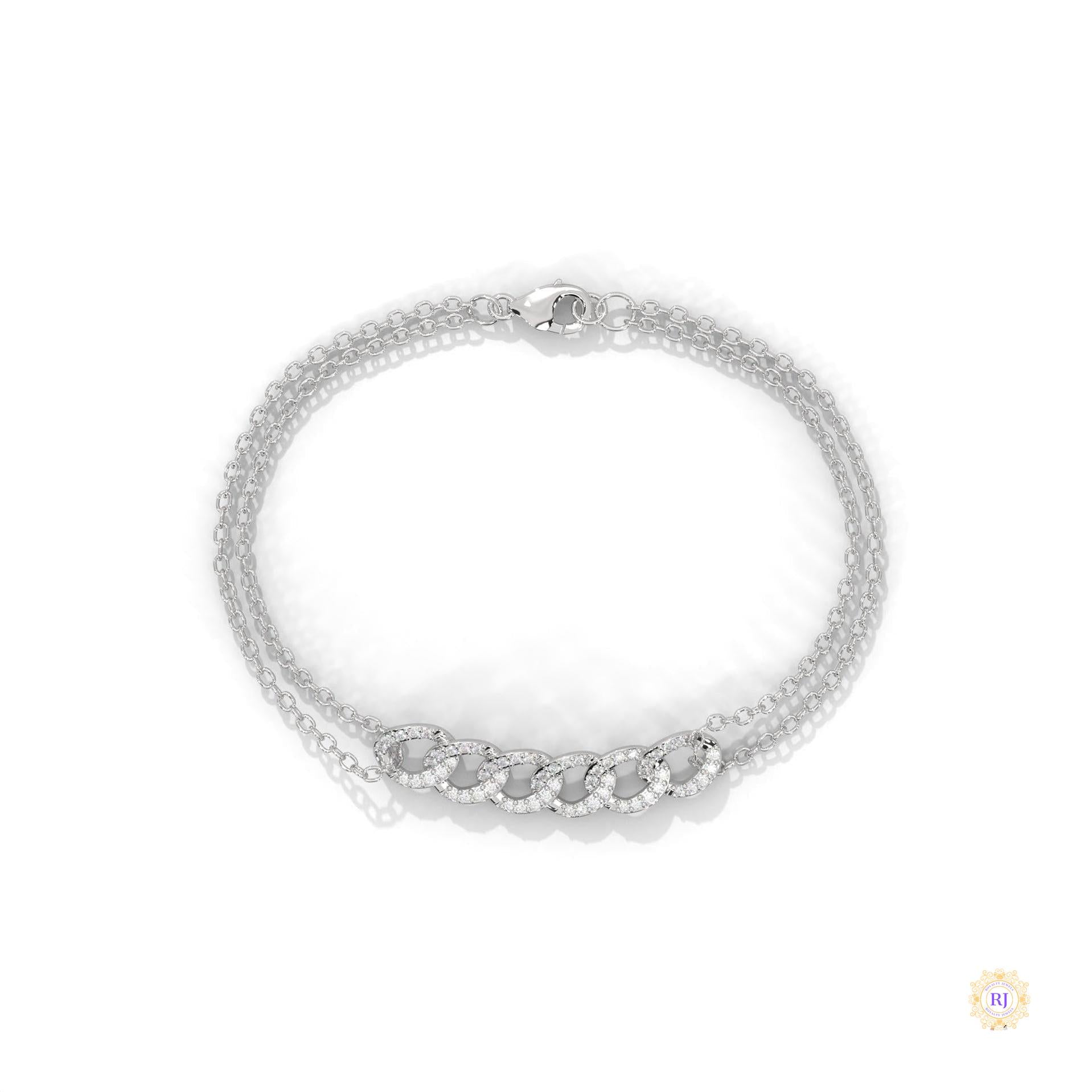 0.30 Ct. Lab Diamond Double Chain Link Bracelet
