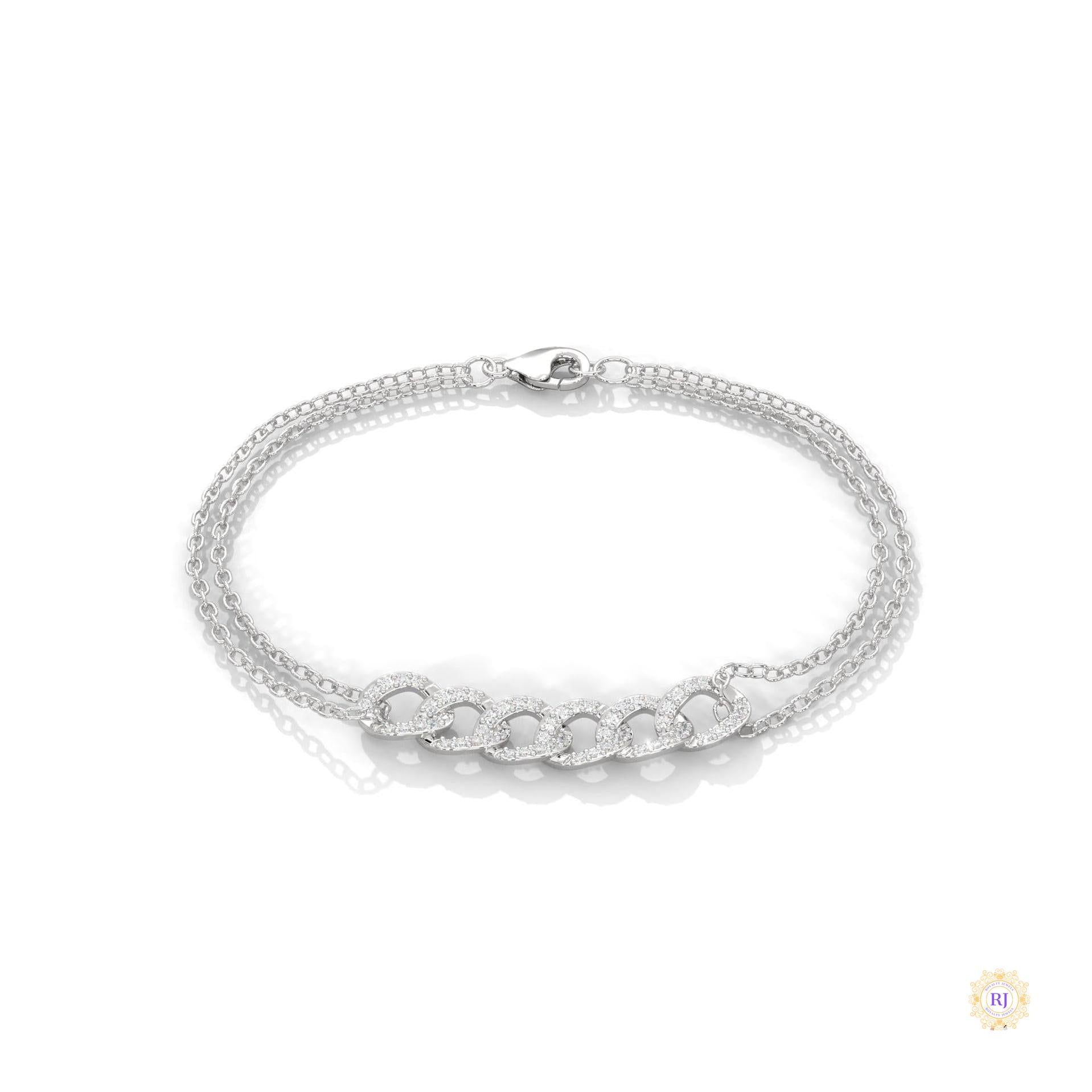 0.30 Ct. Lab Diamond Double Chain Link Bracelet