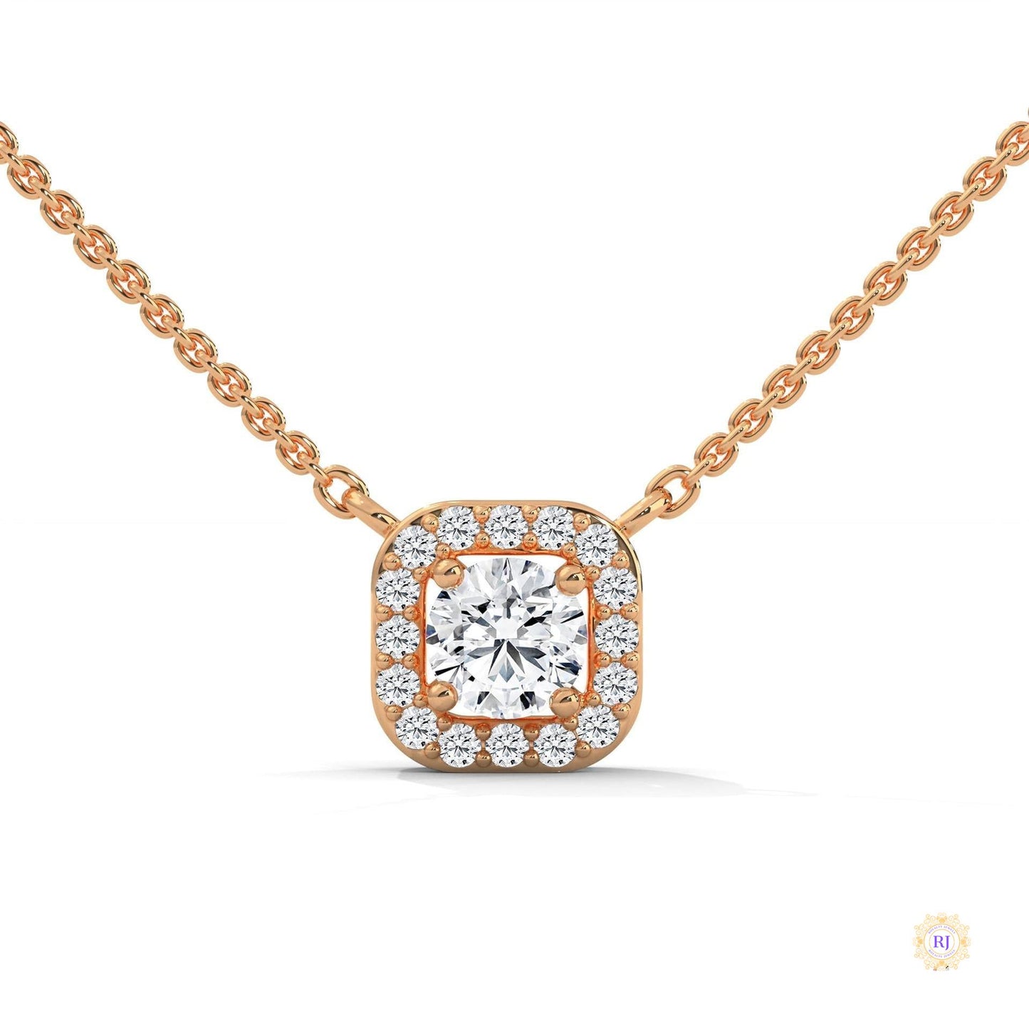 0.35 CT. Cushion Halo Diamond Pendant