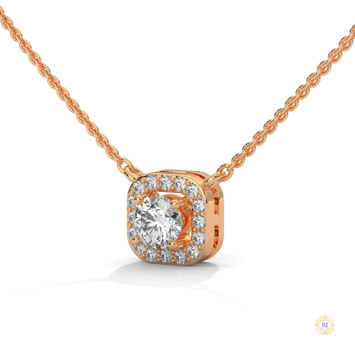 0.35 CT. Cushion Halo Diamond Pendant