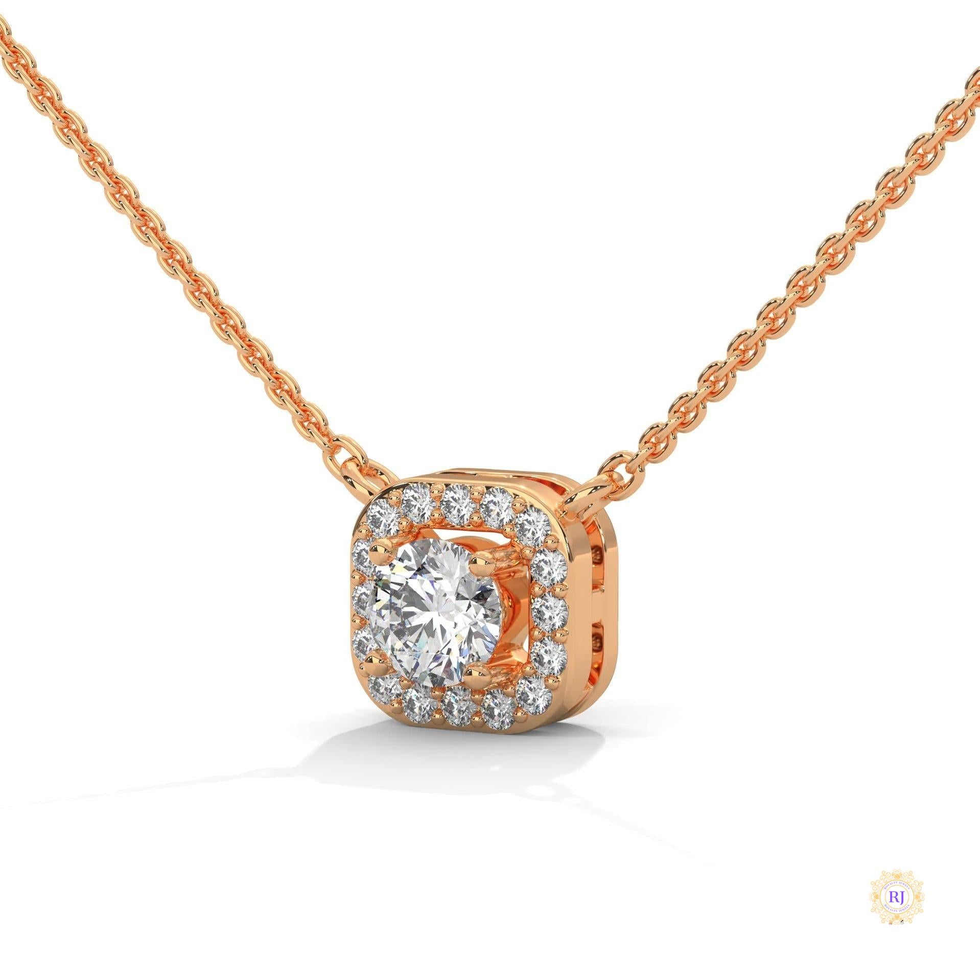 0.35 CT. Cushion Halo Diamond Pendant