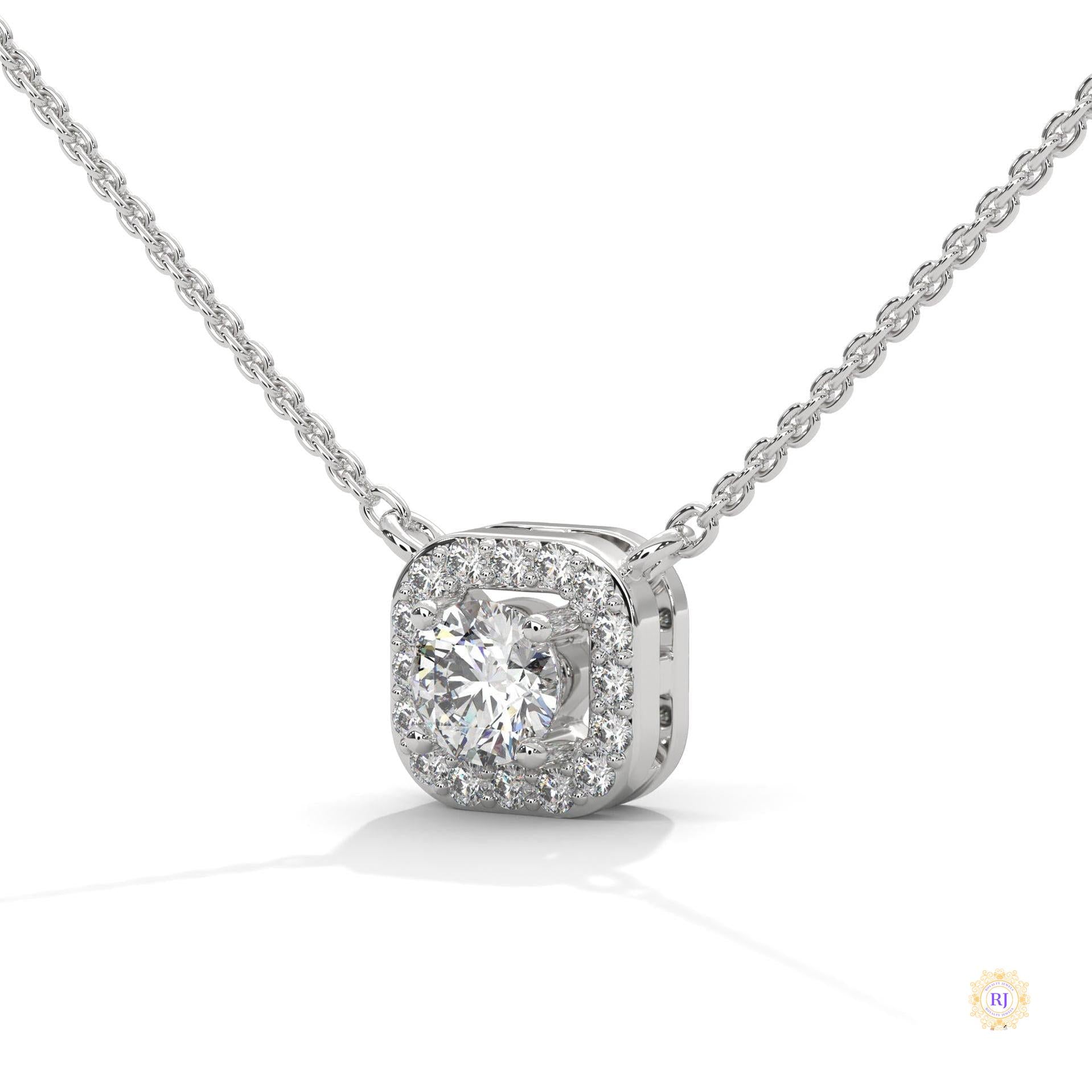 0.35 CT. Cushion Halo Diamond Pendant