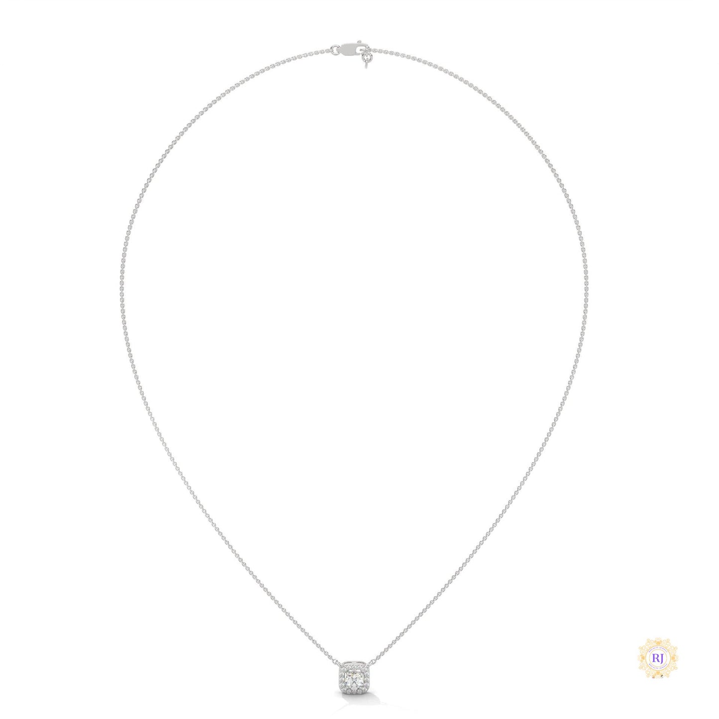 0.35 CT. Cushion Halo Diamond Pendant
