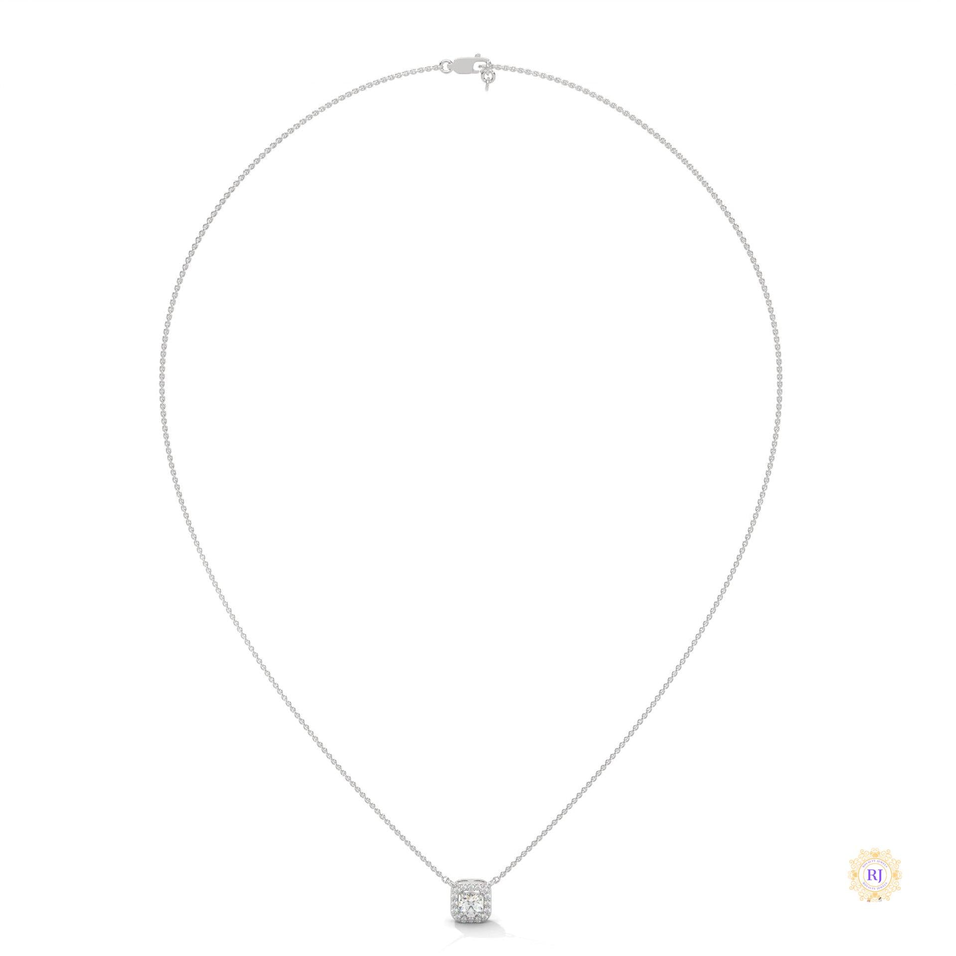 0.35 CT. Cushion Halo Diamond Pendant